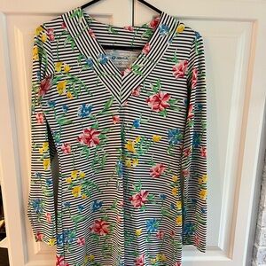 Ibkul Striped Floral Long Sleeve Dress